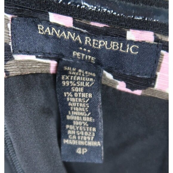 Banana Republic Strapless Dress Pink Navy White Silk Blend Textured Womens Sz 4P - Picture 5 of 5